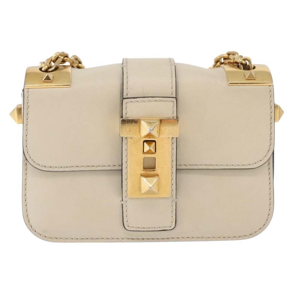 Valentino Leather Chain Shoulder Bag Ivory